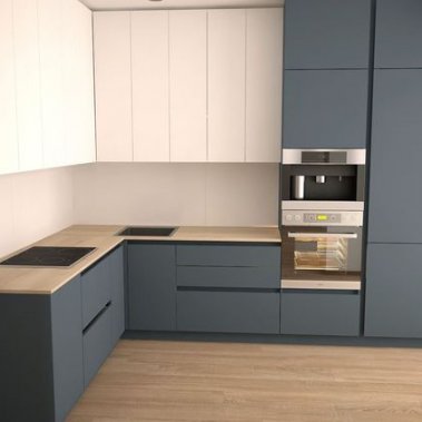 Tủ bếp chữ L, cánh Acrylic bóng gương