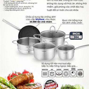 BỘ NỒI 5 MÓN KOCHER MUNICH