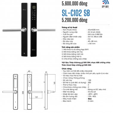 Khóa thông minh DEMAX EL-C102 SB APP cho cửa nhôm, cửa sắt, inox, xingfa, cửa nhựa