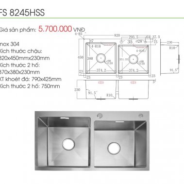 Chậu rửa bát Faster FS 8245HSS
