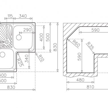 Chậu rửa inox TEKA ANGULAR 2B (2C) 10118005