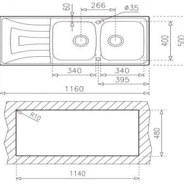 Chậu rửa inox TEKA UNIVERSO 2B 1D 10120012
