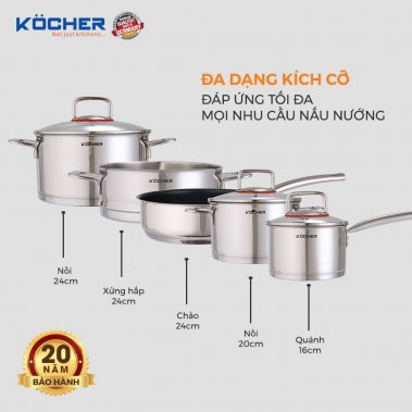 BỘ NỒI 5 MÓN KOCHER BERLIN - ĐÁY 6 LỚP
