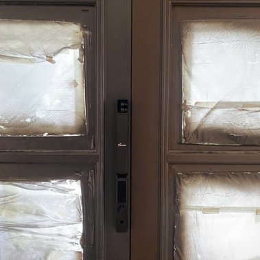 Khóa vân tay cửa nhôm Demax EL998 BN CNC Face ID, Camera chuông hình chống nước của Đức, màu đen