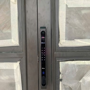 Khóa vân tay cửa nhôm Demax EL998 BN CNC Face ID, Camera chuông hình chống nước của Đức, màu đen