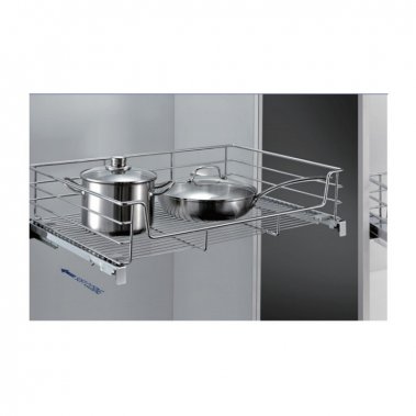 Kệ xoong nồi inox nan âm tủ - gắn cánh, ray giảm chấn Eurogold EG6160