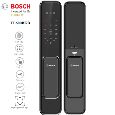 KHÓA CỬA VÂN TAY BOSCH EL 600BKB (MÀU ĐEN) - MỞ CỬA KHUÔN MẶT