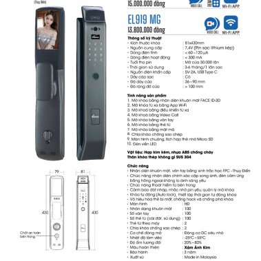 Khóa thông minh nhận diện khuôn mặt Face ID-3D Demax EL919 AC / EL919 MG App