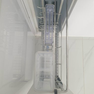 Kệ dao thớt nan dẹt inox mờ, ray giảm chấn Eurogold EP20