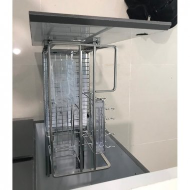 Kệ dao thớt nan dẹt inox mờ, ray giảm chấn Eurogold EP20