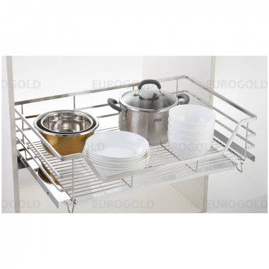 Kệ xoong nồi inox mờ cao cấp, gắn cánh âm tủ Eurogold EP60B