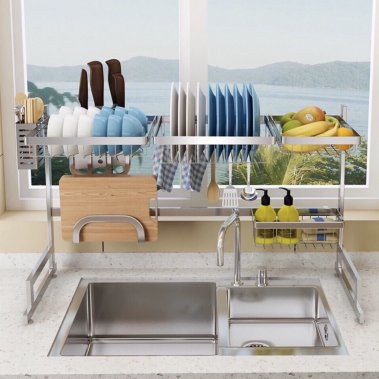 Giá bát đĩa đa năng inox SUS304 để trên bồn rửa chén Grob (GOS-850; GOS-650)