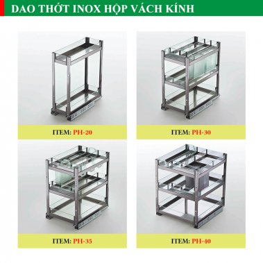 Kệ dao thớt inox hộp vách kính GROB PH-20