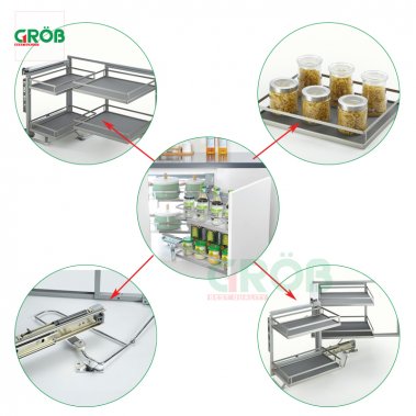 Kệ Liên Hoàn Nan Dẹt Đáy Đặc Inox SUS304 Grob (GM304-290L; GM304-290R)