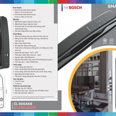 Khóa cửa vân tay BOSCH EL 800AKB