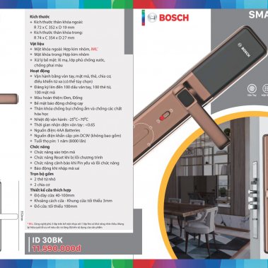 Khóa Cửa Vân Tay BOSCH ID 30B AMBER GOLD (Vàng đồng)