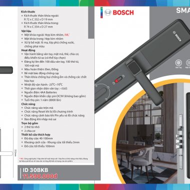 Khóa Cửa Vân Tay BOSCH ID 30B EU BLACK (Màu đen)
