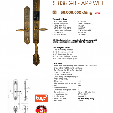 Khóa đại sảnh biệt thự vân tay Demax SL886 GB - App Wifi