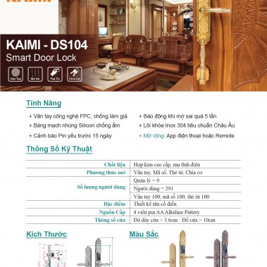 Khóa Thông Minh Đại Sảnh Tân Cổ Điển DS104