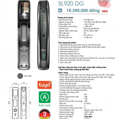 Khóa thông minh nhận diện khuôn mặt Face ID-3D Demax SL920 GS New