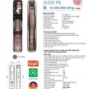 Khóa thông minh nhận diện khuôn mặt Face ID-3D Demax SL920 PB New