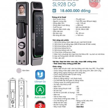 Khóa thông minh nhận diện khuôn mặt Face ID-3D Demax SL928 DG