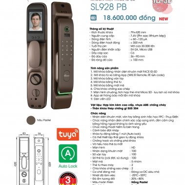 Khóa thông minh nhận diện khuôn mặt Face ID-3D Demax SL928 PB