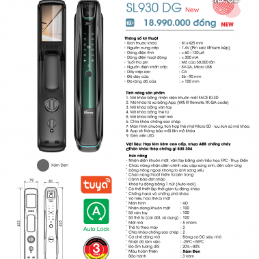 Khóa thông minh nhận diện khuôn mặt Face ID-3D Demax SL930 DG New