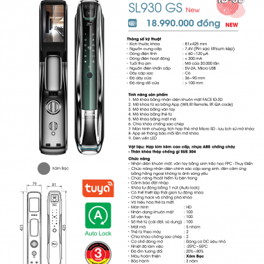 Khóa thông minh nhận diện khuôn mặt Face ID-3D Demax SL930 GS New