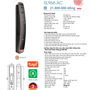 Khóa thông minh nhận diện khuôn mặt Face ID-3D Demax SL966 AC New