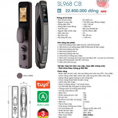 Khóa thông minh nhận diện khuôn mặt Face ID-3D Demax SL968 CB New