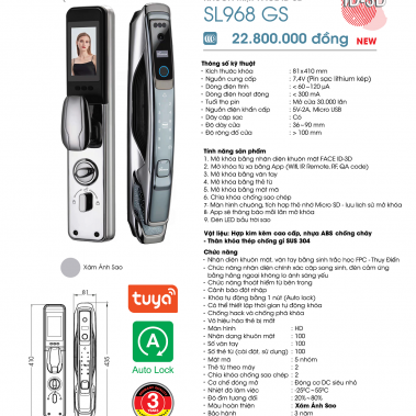 Khóa thông minh nhận diện khuôn mặt Face ID-3D Demax SL968 GS New