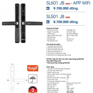 KHÓA THÔNG MINH CHỐNG NƯỚC DEMAX SL601 JB - APP WIFI