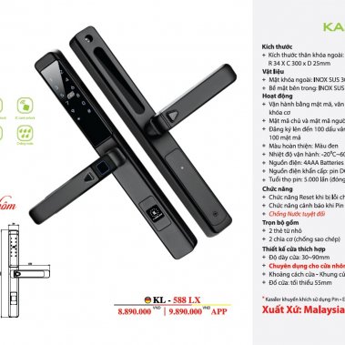 Khóa Vân Tay Cửa Nhôm Xingfa Kassler KL-588 LX App Wifi