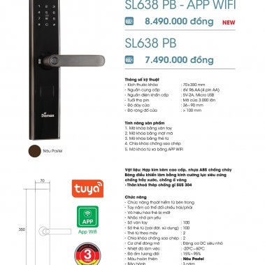 KHÓA VÂN TAY THÔNG MINH DEMAX EL638 PB