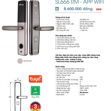 KHÓA VÂN TAY THÔNG MINH DEMAX SL666 RM - APP WIFI