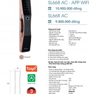 Khóa thông minh tự động DEMAX SL668 AC - App Wifi