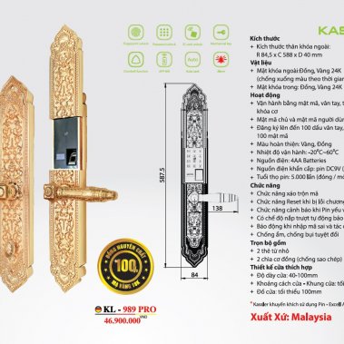 Khóa vân tay tân cổ Kassler KL-989 PRO