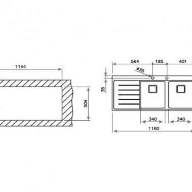 Chậu rửa inox TEKA ZENIT R15 2B1D 13139009