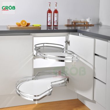 Mâm xoay lá nan dẹt đáy đặc inox SUS304 Grob (PMX304-90L; PMX304-90R)