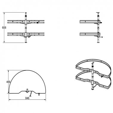 Mâm Xoay 180 Nan Dẹt Đáy Đặc Inox SUS304 Grob GM304-180.8