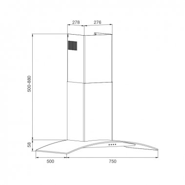 Máy hút khói khử mùi áp tường Malloca MC 750E