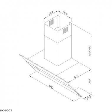 Máy hút khói khử mùi áp tường Malloca MC-9003