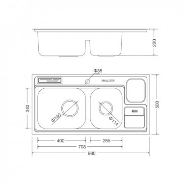 Chậu rửa chén Malloca MS 8809