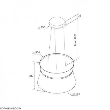 Máy hút khử mùi đảo Malloca SOPHIE K-500W