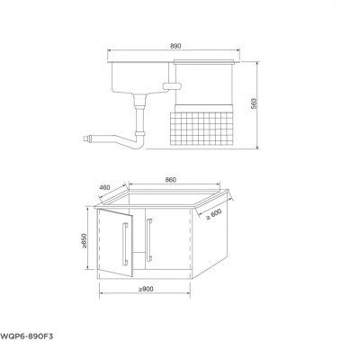 Máy rửa chén tích hợp Malloca WQP6-890F3
