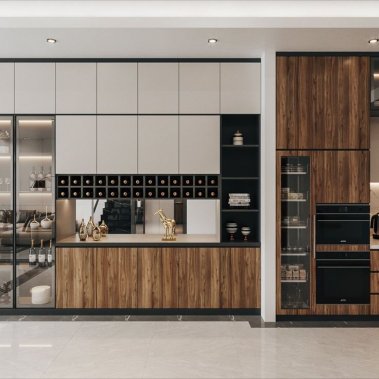 TỦ BẾP 02 - TỦ BẾP MELAMINE VÂN GỖ TRẮNG HIỆN ĐẠI