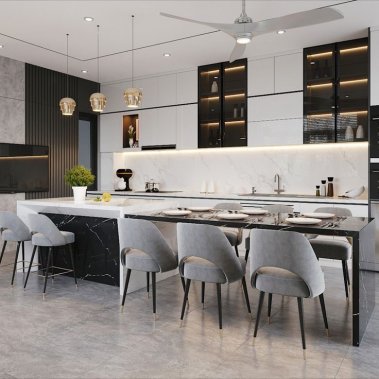 TỦ BẾP 05 - TỦ BẾP MÀU TRẮNG HIỆN ĐẠI