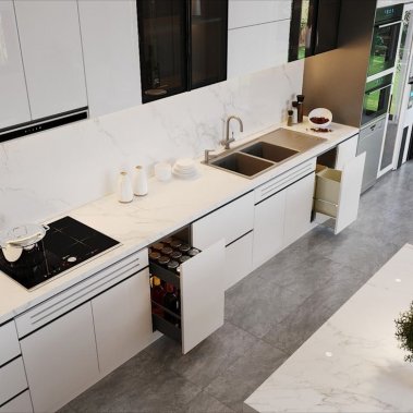 TỦ BẾP 05 - TỦ BẾP MÀU TRẮNG HIỆN ĐẠI