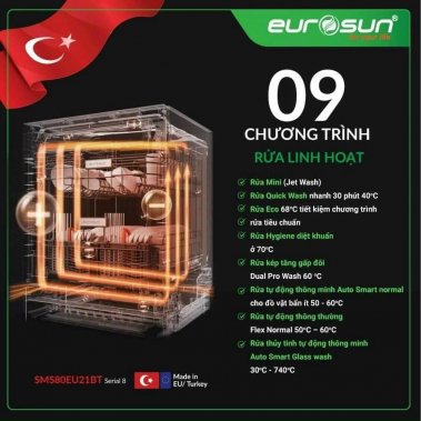 MÁY RỬA BÁT EUROSUN SMS80EU21BT (Seri 8)
